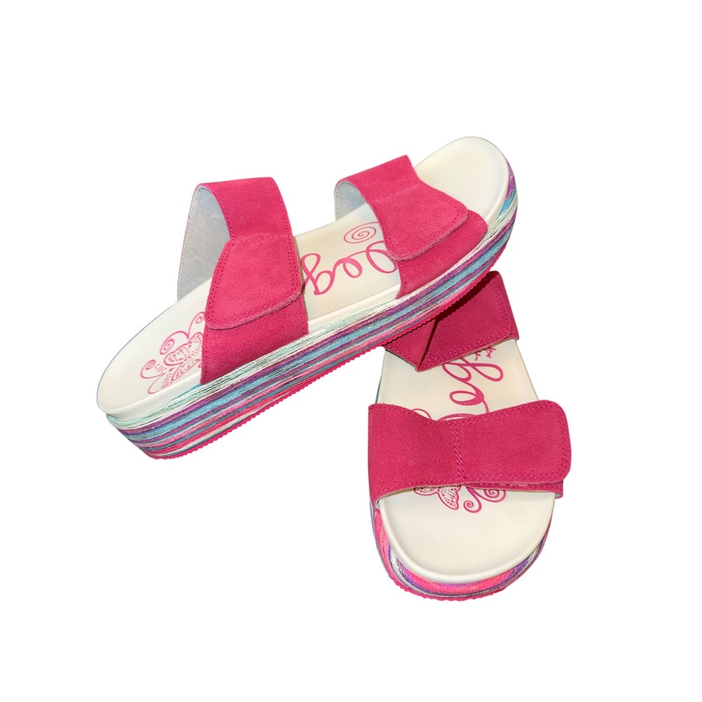 Alegria Women's Mixie Pink Party Rainbow Slip On Sandal Size 42 11-11.5